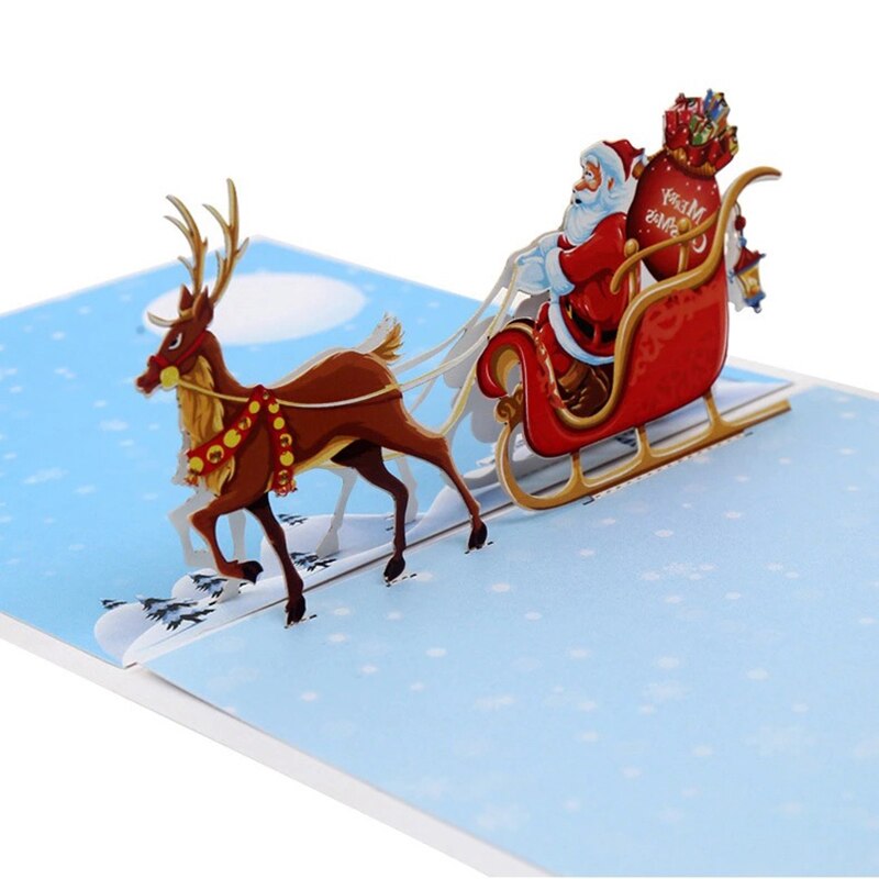 3D Pop UP Santa Claus Cards Merry Christmas Greeting Cards Xmas Party Invitations Year Greeting Card Postcard: Santa Claus