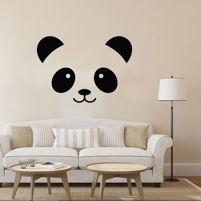 Cartoon Panda smiley gezicht Muursticker voor kinderkamer slaapkamer decoratie Decals behang mooie huis stickers Muurschildering