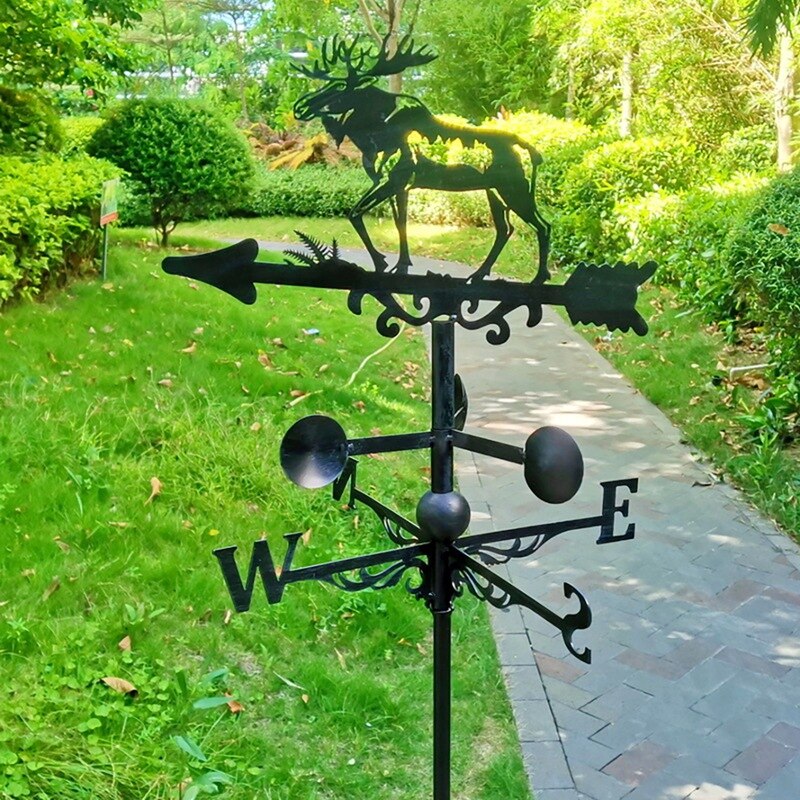 Elk Weather Vane Stainless Steel Wind Vane For House Garage Cupola Garden Roof Paddock Wind Direction Indicator