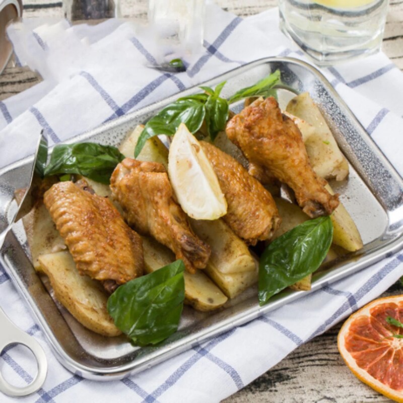 Rvs Bakken Lade Gestoomde Worst Schotel Rechthoek Fruitschaal Pizza Brood Gebak Opbergvak Bakvormen Tool