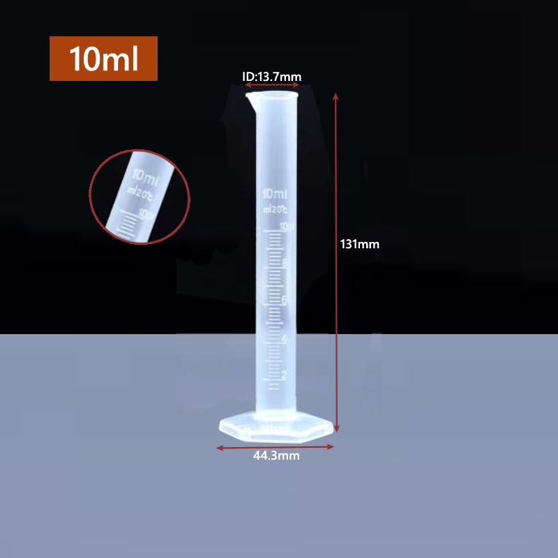 Cilindro graduado de plástico de medición transparente, herramienta de laboratorio de tubo de prueba de plástico, 10/ 25/ 50/ 100 /250 /500 /1000ml, 1 Uds.: Negro