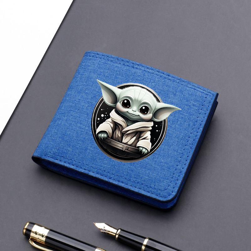 Star Wars Canvas Men Card Holder Wallet Black Blue Grey Male Money Bag ID Photo Bank Holder Short Purse Credit Card Case Bag: Złota