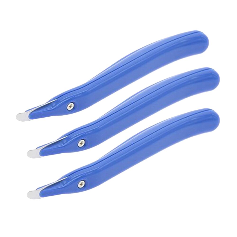 3 stuks universele naaldverwijderaar, arbeidsbesparende nietjesverwijderaar, plastic handzame nagelverwijderaar zonder logo (blauw)