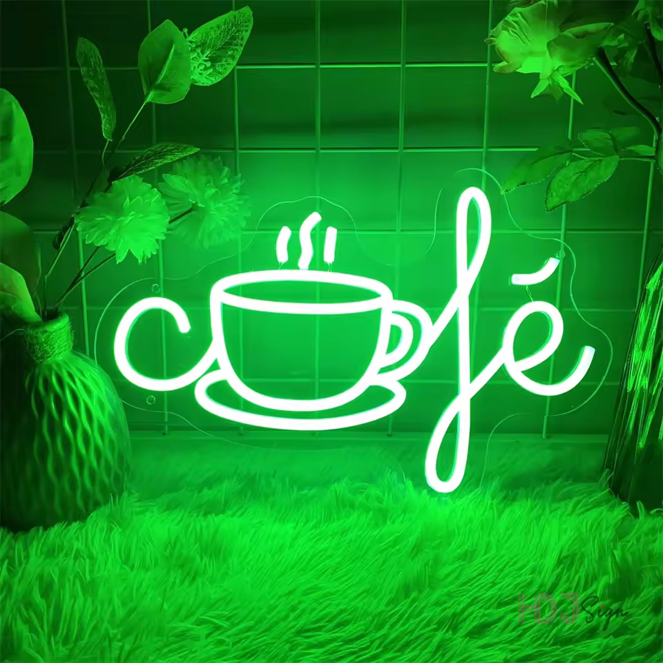 Neonskylt för kaffe kafé neon led-skylt för café cafeteria restaurang lysande företagsskyltar hemväggdekorationer lampor: Gul / 1w