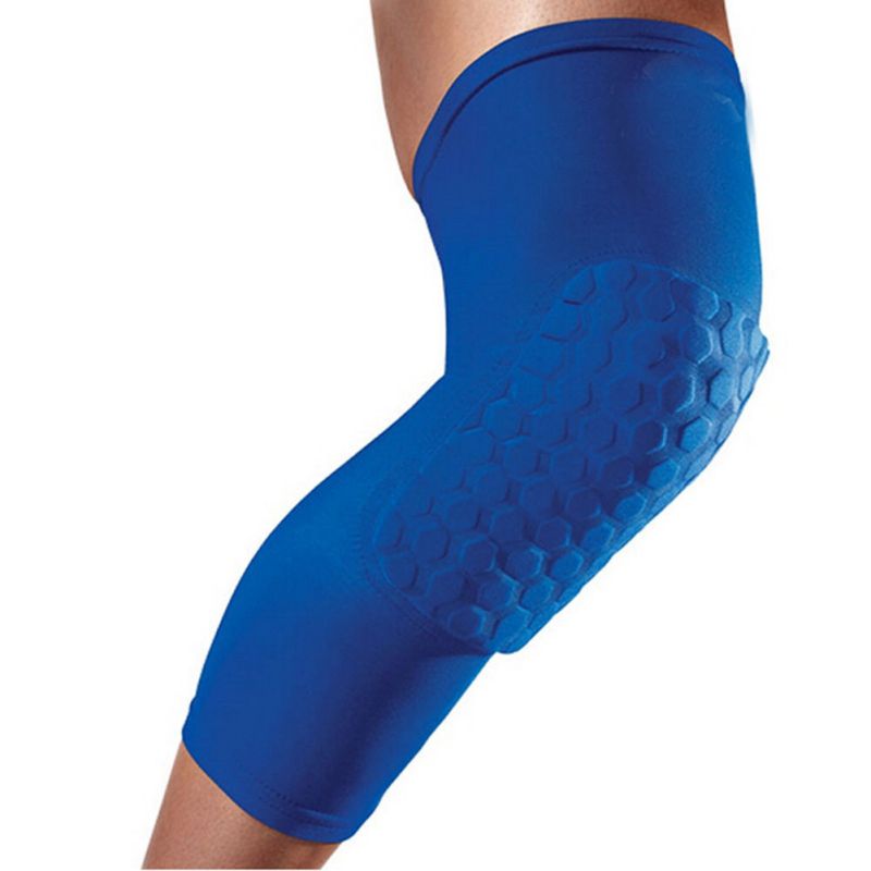 Almohadilla de baloncesto deportiva para adultos y niños, calentadores de pierna, rodillera, Protector de manga larga, a prueba de golpes: Azul / XL