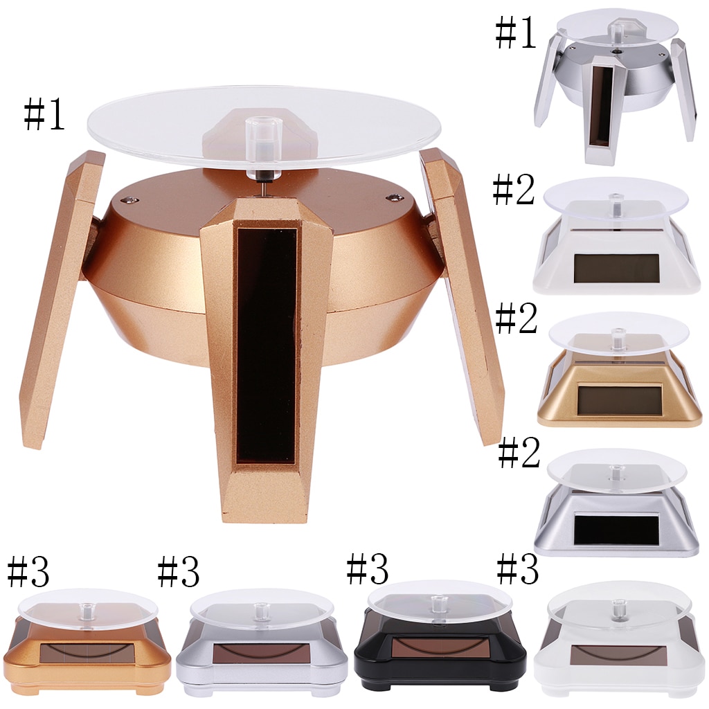 360° Rotating Display Stand Base Rotary Turntable - Solar/Battery Powered, 4 Colors for Choose