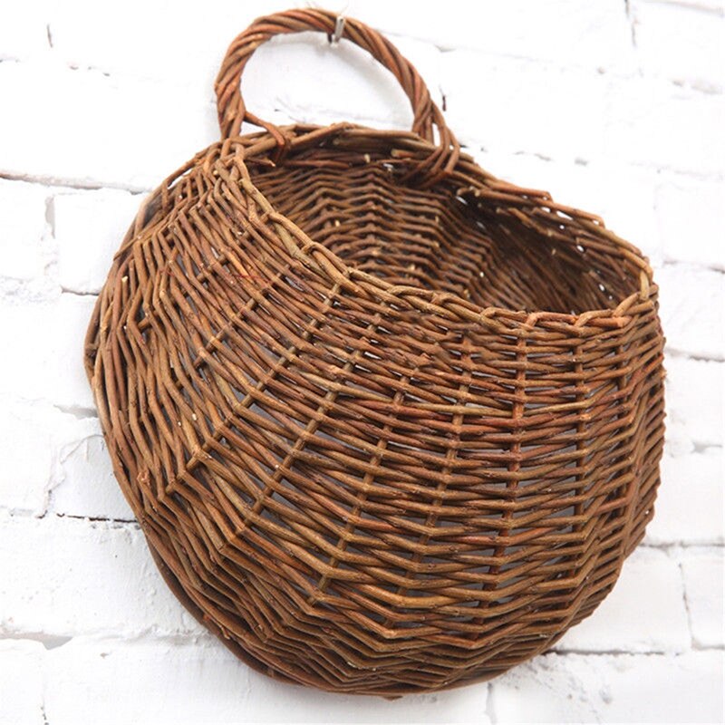 Natuurlijke rieten bloemenmand pot plantenbak rotan vaas mand voedselopslagcontainer huis tuin wanddecoratie