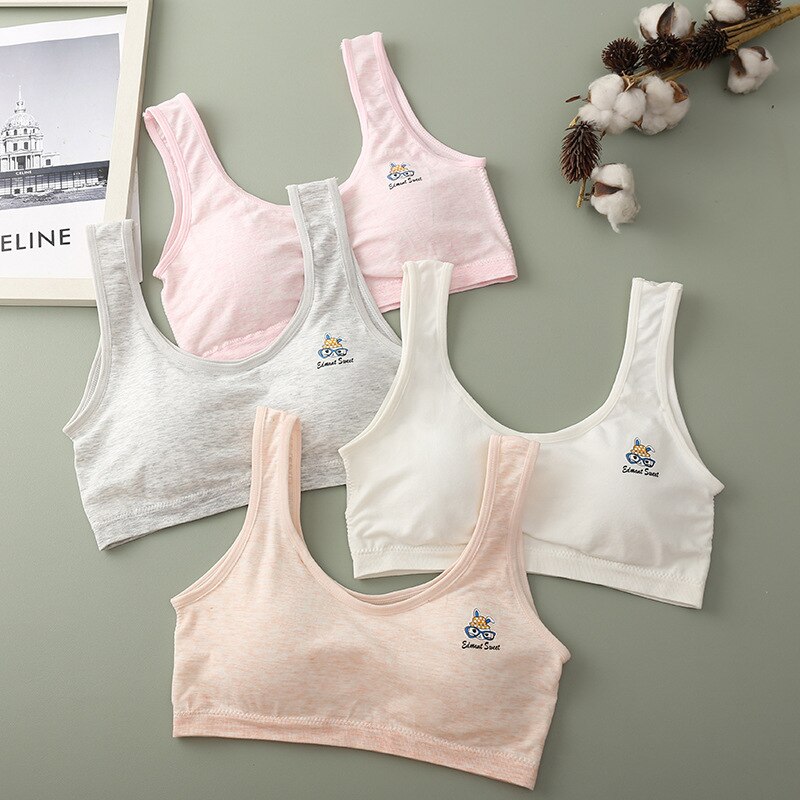 Katoen Puberteit Meisjes Bras Wire Gratis Sport Bh Voor Meisjes Ademend Tiener Meisje Opleiding Beha Met Pad Vest Tiener Lingerie 8-16Y