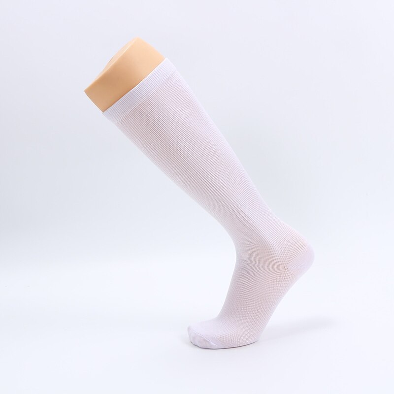 Multi - color pressure varicose veins leg compression socks relief pain knee sport socks support stretch breathable soccer socks: white / L/XL