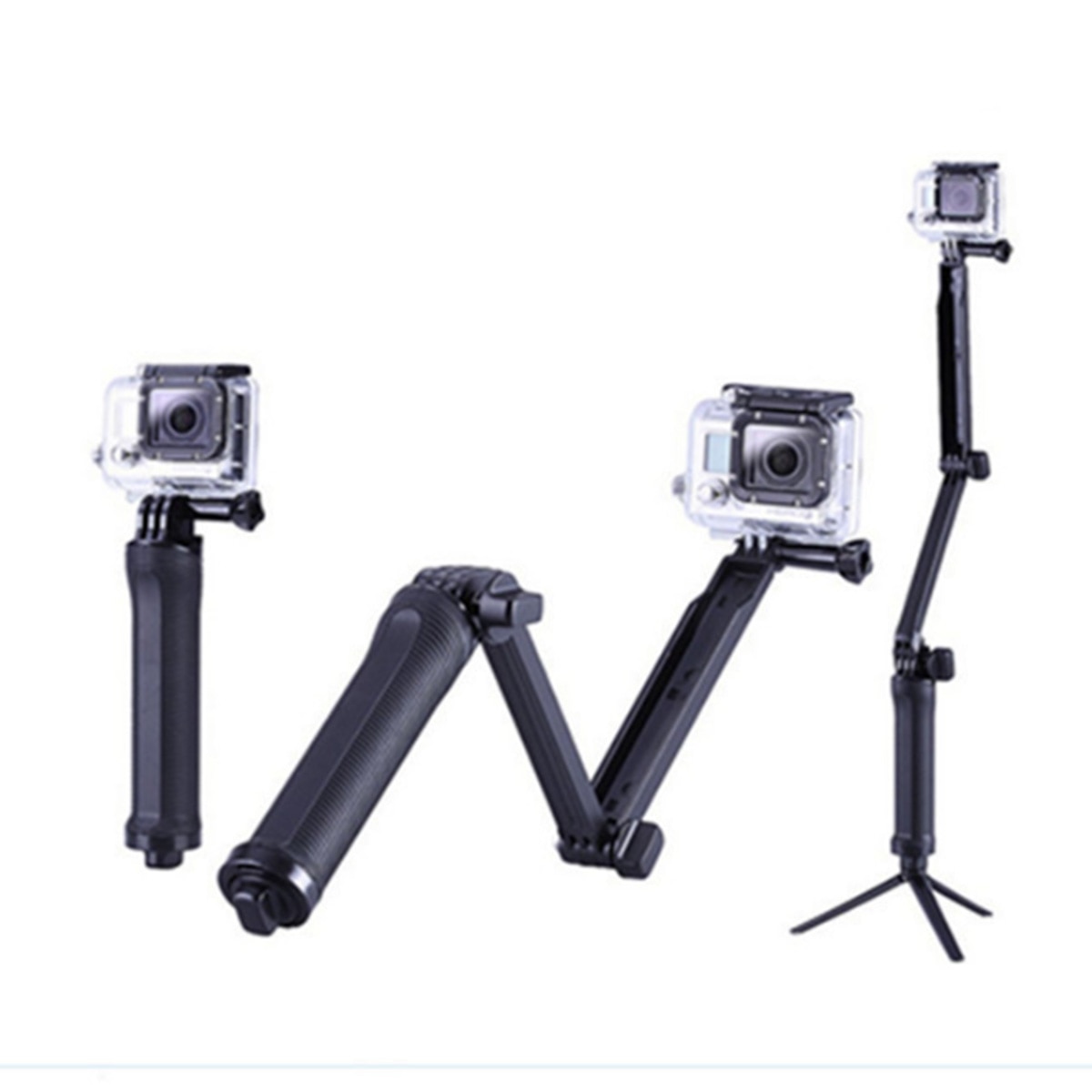 GoPro 3-Way Monopod ArmMount Adjustable stand Bracket Handheld Grip 3 Way Tripods For Hero 4/3+ 3 SJ4000 SJ5000 Accessories