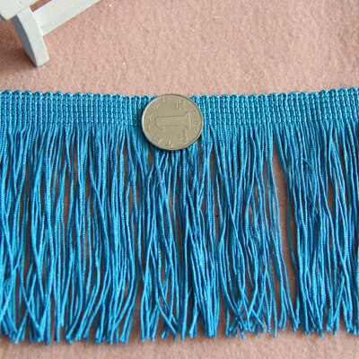 Longueur 1m largeur 10cm bricolage gros gland longue chaîne frange glands coupe dentelle rideau accessoires vêtements Textiles: blue