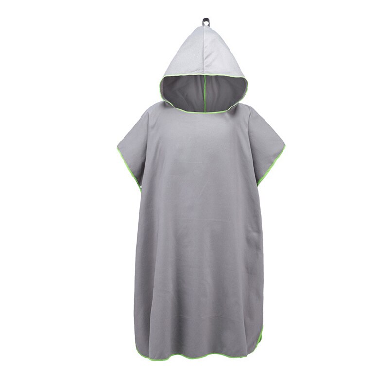Zipsoft-albornoz con capucha para hombre y mujer, de secado rápido Toalla de microfibra, Poncho para playa y piscina, fácil de cambiar: Gris claro