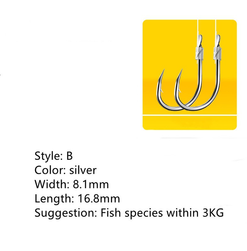 20 gancho/10 pares de embalaje fino aparejos de pesca línea de pesca doble gancho Manual doble gancho herramientas de pesca anzuelo cebo: YELLOW
