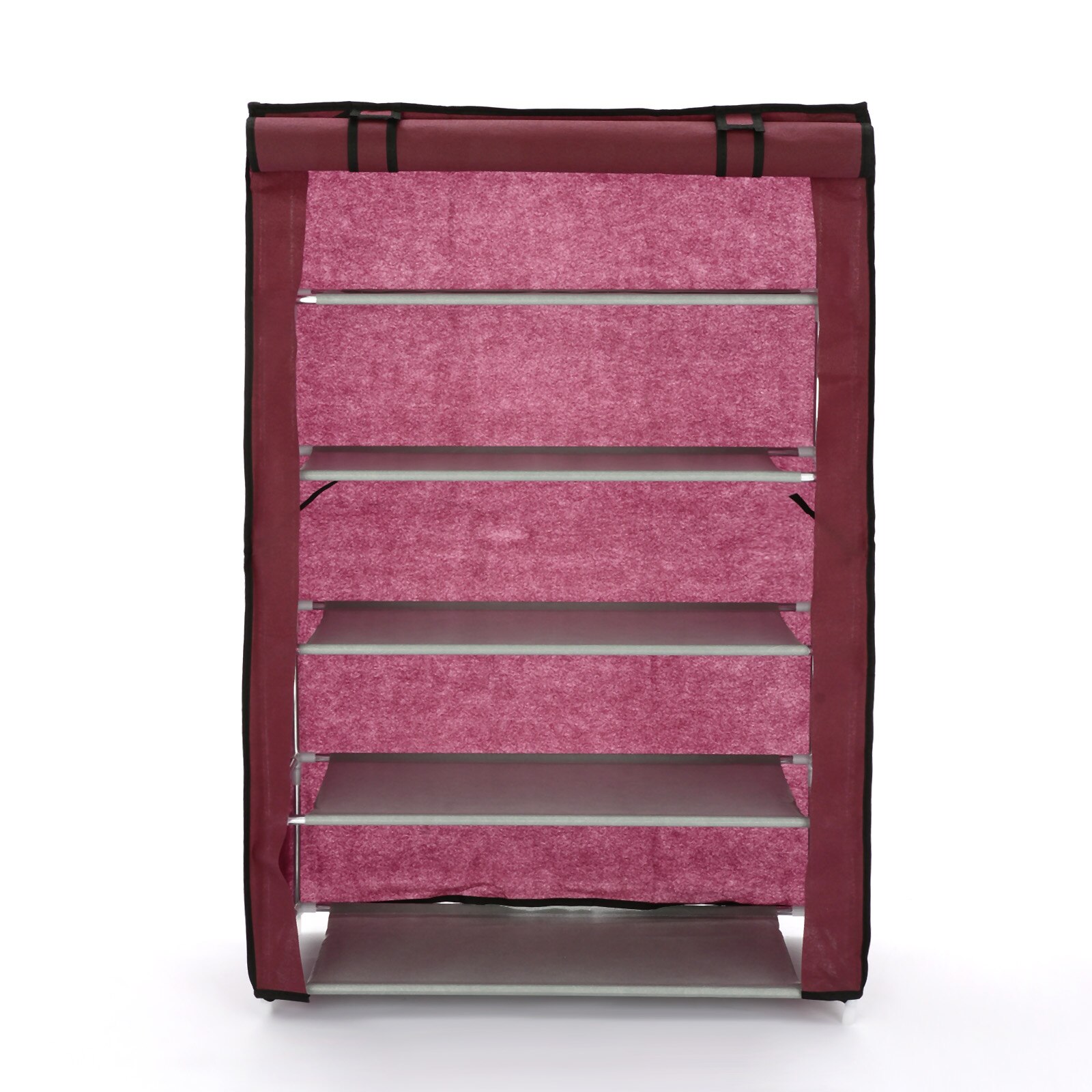 Estante para zapatos de tela no tejida de varios tamaños estante para zapatos, almacenamiento para el hogar, dormitorio, armario de pasillo, organizador de artículos diversos: 5 layer Wine Red