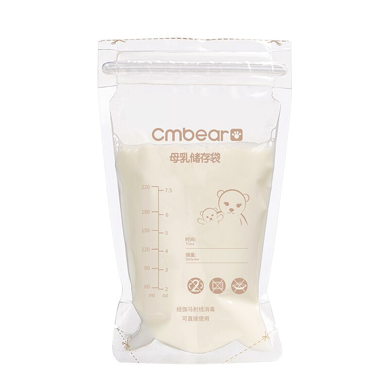 Cmbear 30 stk 220ml baby brystmælk opbevaringsposer bpa fri sikkerhedsmateriale engangs mælke fryseposer til mor amning
