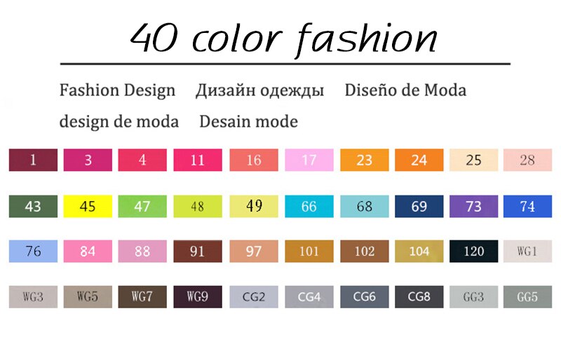 Marqueurs TouchFIVE 30/40/60/80 couleurs Art marqueurs ensemble double tête artiste croquis gras à base d'alcool marqueurs pour Animation Manga: 40 color fashion