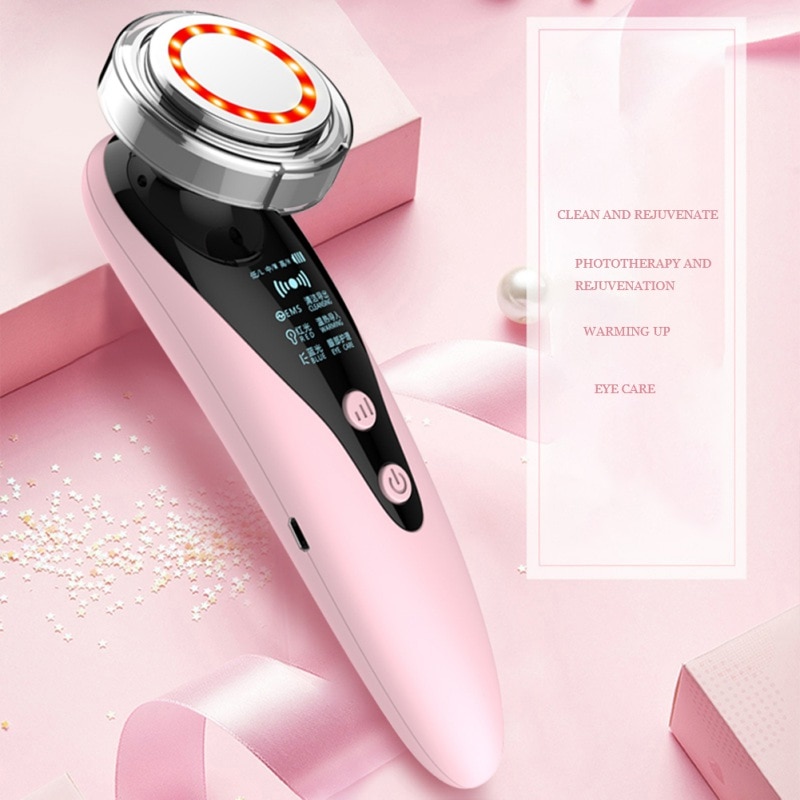 LED Face Beauty Massager Cold Hammer Ultrasonic Cryotherapy Facial Vibration Massager Face Body Spa Ion Beauty Instrument