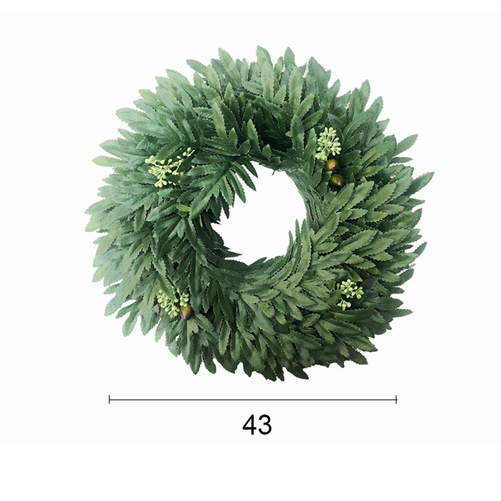 35cm kunstige grønne blader kransdør hengende veggvindu bryllupsfest jul dekor dekorative blomster dekorasjoner: D