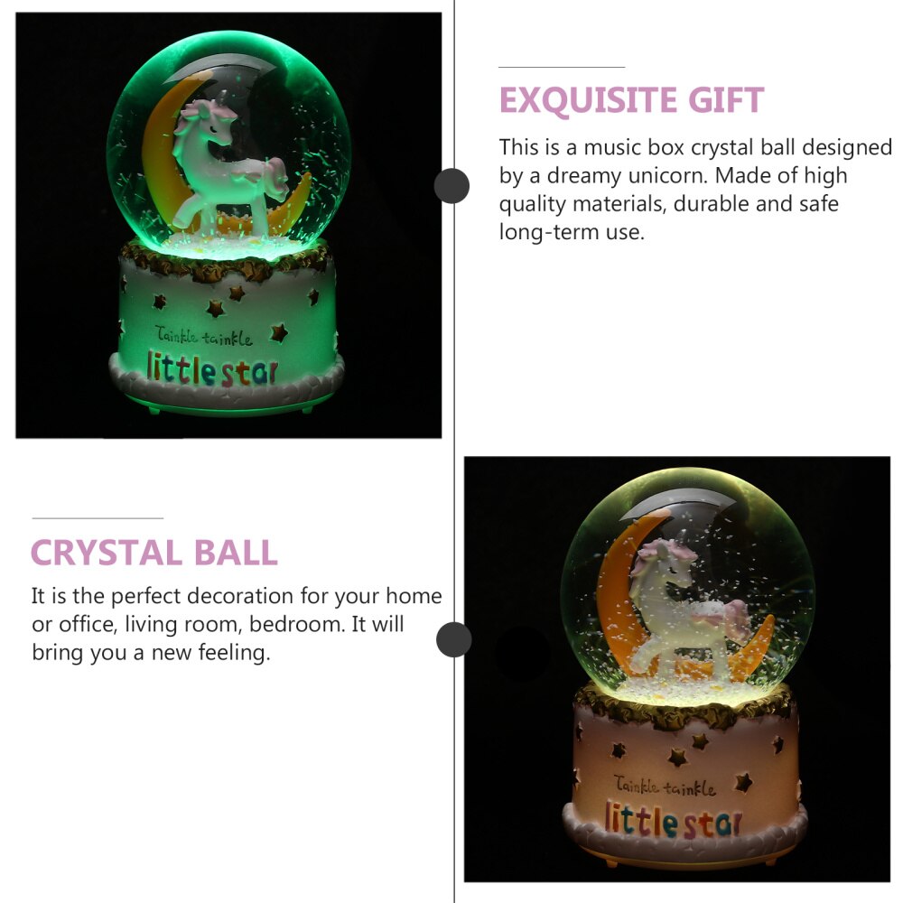 Music Box Crystal Ball Tabletop Crystal Ball Ornament Unicorn Crystal Ball Lamp