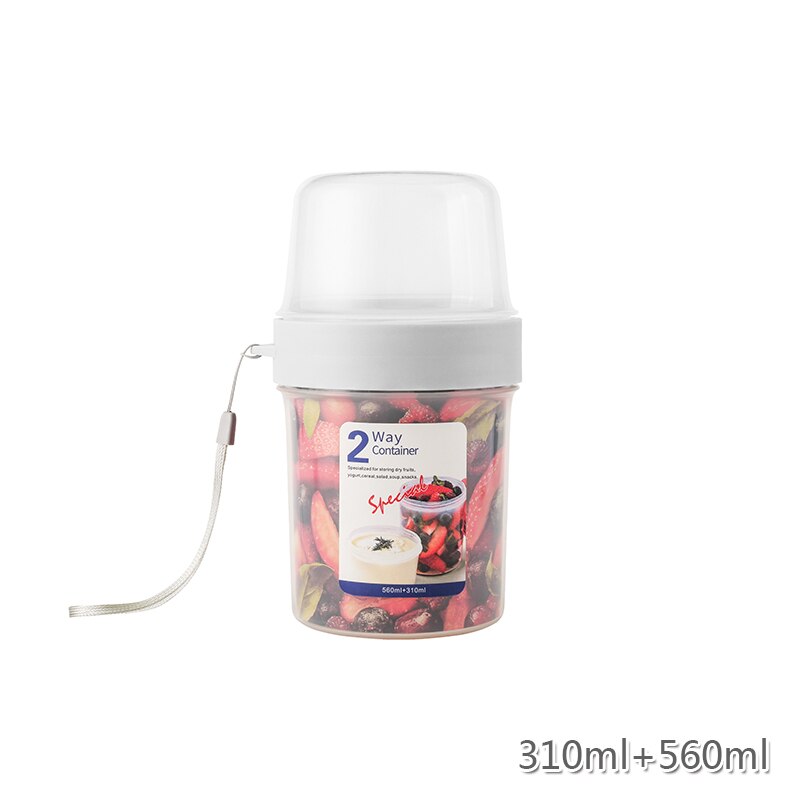 Botella de almacenamiento sellada de doble capa, contenedor de alimentos frescos de grado alimenticio, taza a prueba de fugas para desayuno, fruta, leche, Yogurt: 310and560ml