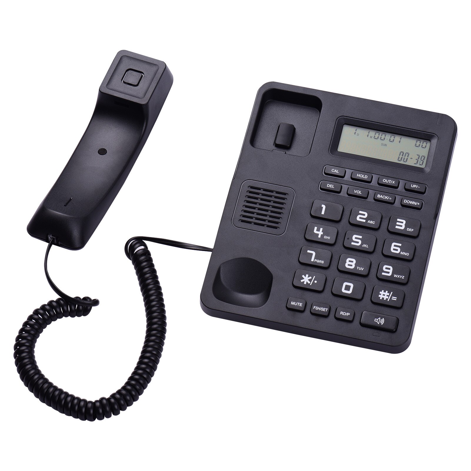 Black Corded Telephone Wired Desk Landline Phone with LCD Display Caller ID/Call Waiting Speakerphone for Hotel Office Home