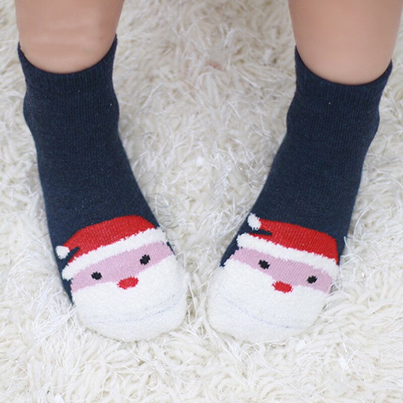 Hylidge Autumn Winter Coral Fleece Baby Socks for Newborns to 4 Years Children's Socks Christmas Santa Claus Elk Anti Slip Socks