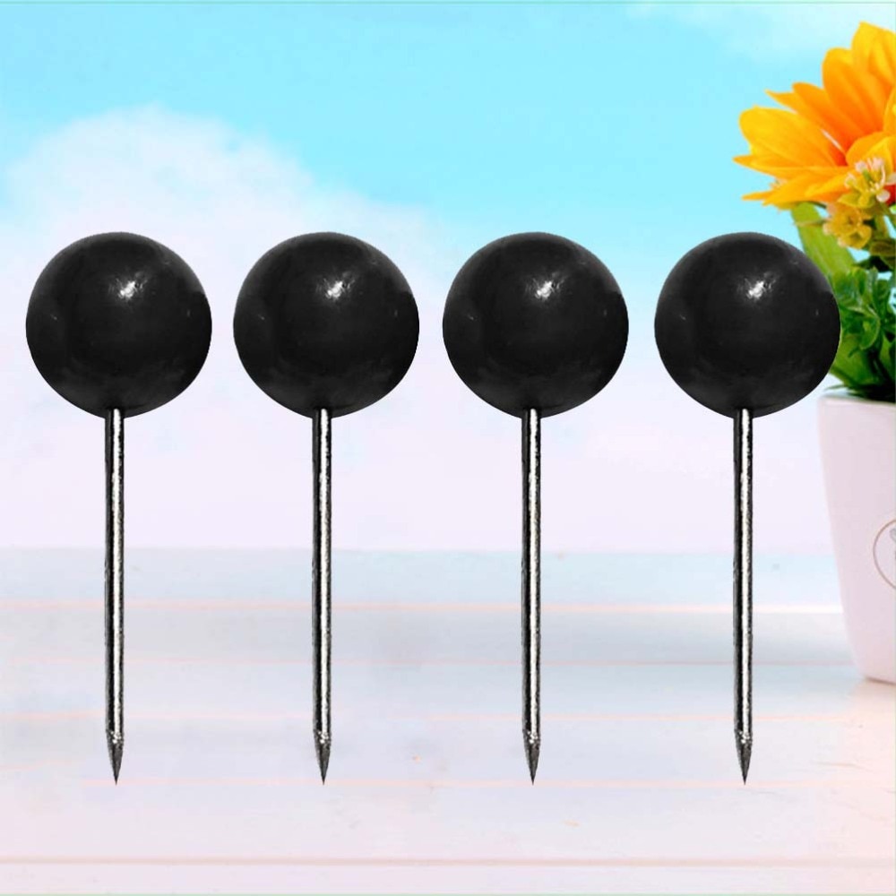 300 Pcs Zwarte Kaart Kopspijkers Push Pins Plastic Ronde Parel Hoofd Met Stalen Punt Voor Prikbord Bulletin Board En Stof
