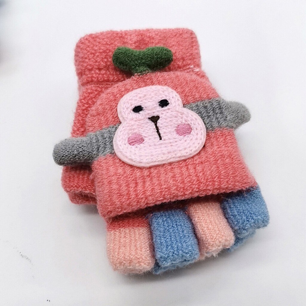 1 coppia di Modo Dei Capretti Dei Bambini Delle Donne Degli Uomini di Inverno Del Bambino Caldo di Inverno Lavorato A Maglia Convertibile Flip Top Guanti Senza Dita Guanti