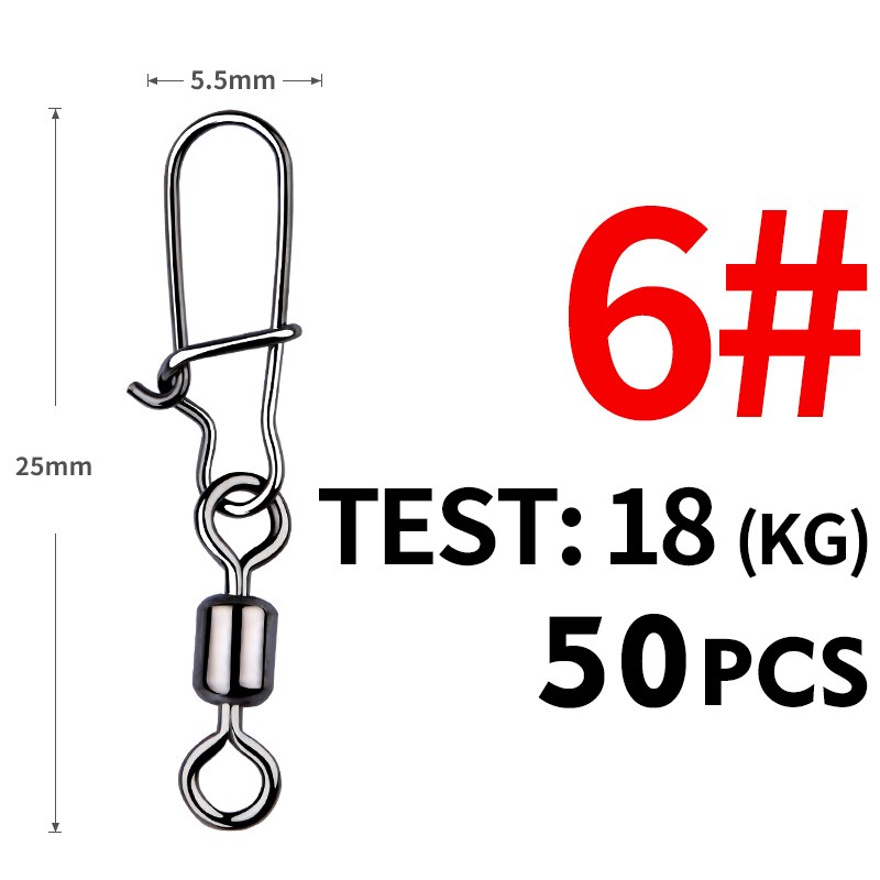 MEREDITH Pike Fishing Accessories Connector 50PCS Pin Bearing Rolling Swivel Stainless Steel Snap Fishhook Lure Swivels Tackle: WHITE