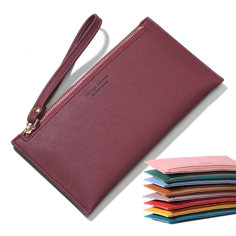 Colorful Wristband Women Long Wallet Simple Female Wallets Clutch Lady Purse Zipper Phone Pocket Card Holder Ladies Carteras