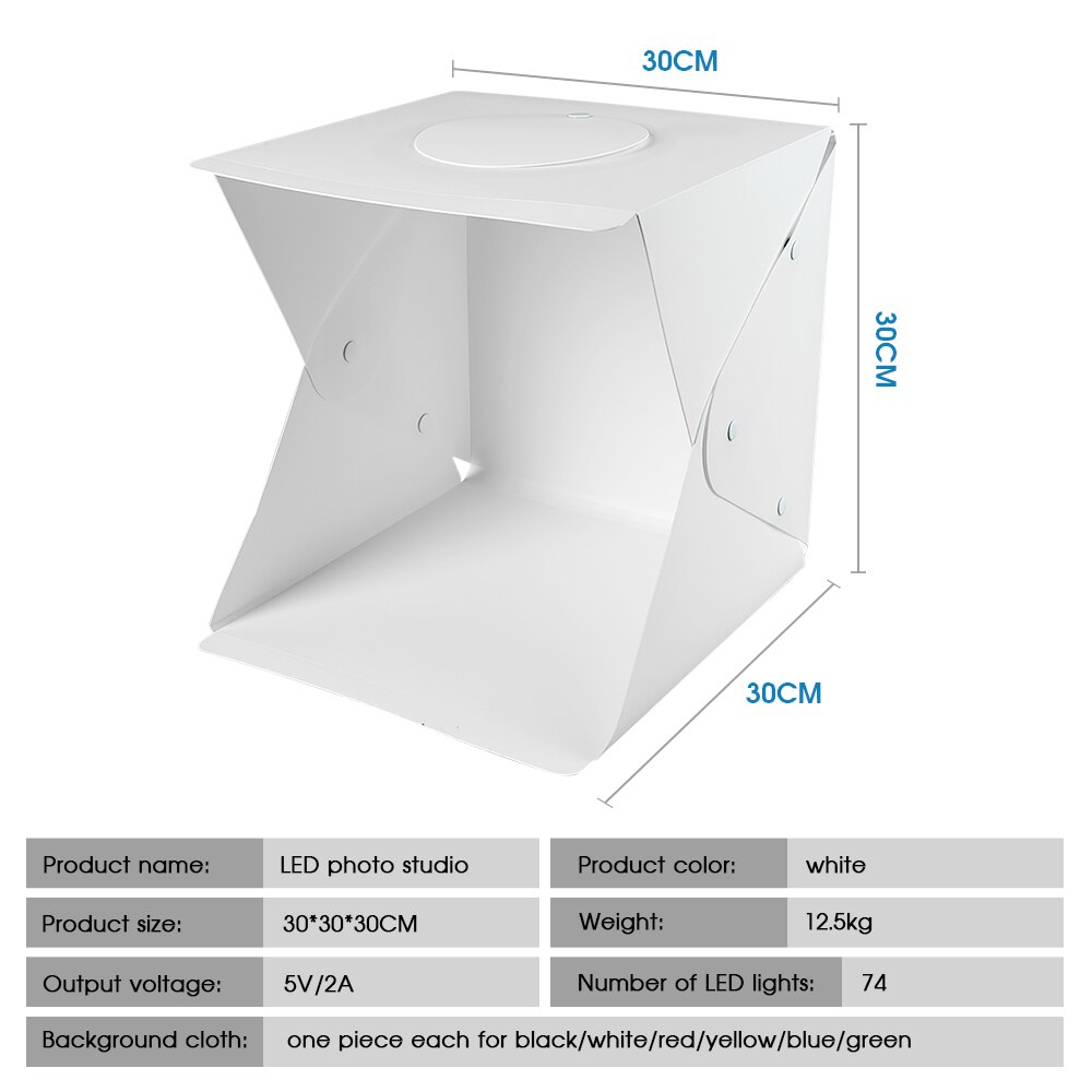 Spash 30*30Cm Fotografie Lightbox Professionele Fotostudio Softbox Draagbare Dimbare Led Lightbox Met 6 Kleuren Achtergrond