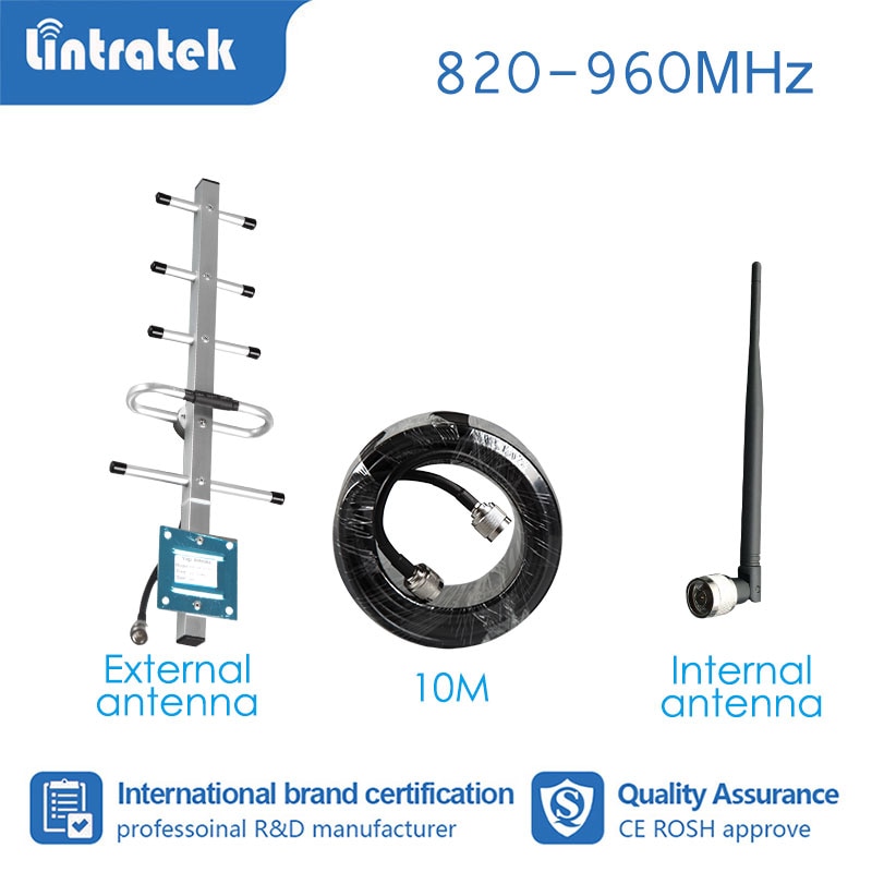 Lintratek GSM 850 900mhz CDMA full set booster accessories antenna for signal booster amplifier 900 2G 3G 4G 10meter cable s4