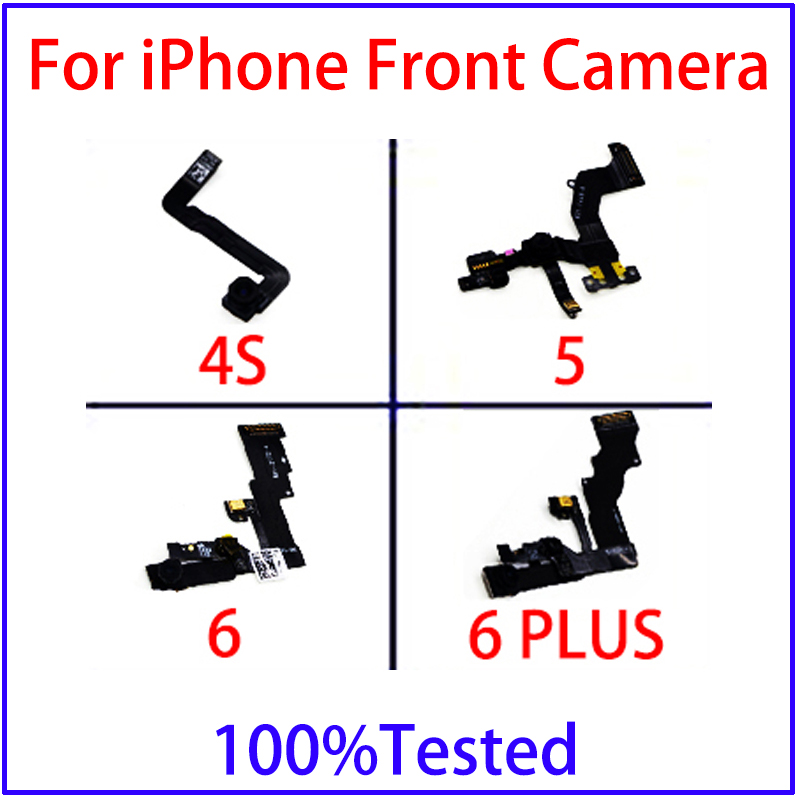 Cámara frontal Original para iPhone 4s, 5S, 6 S, 7, 8 Plus, X, XS, Cable flexible con anillo de plástico, Sensor de proximidad
