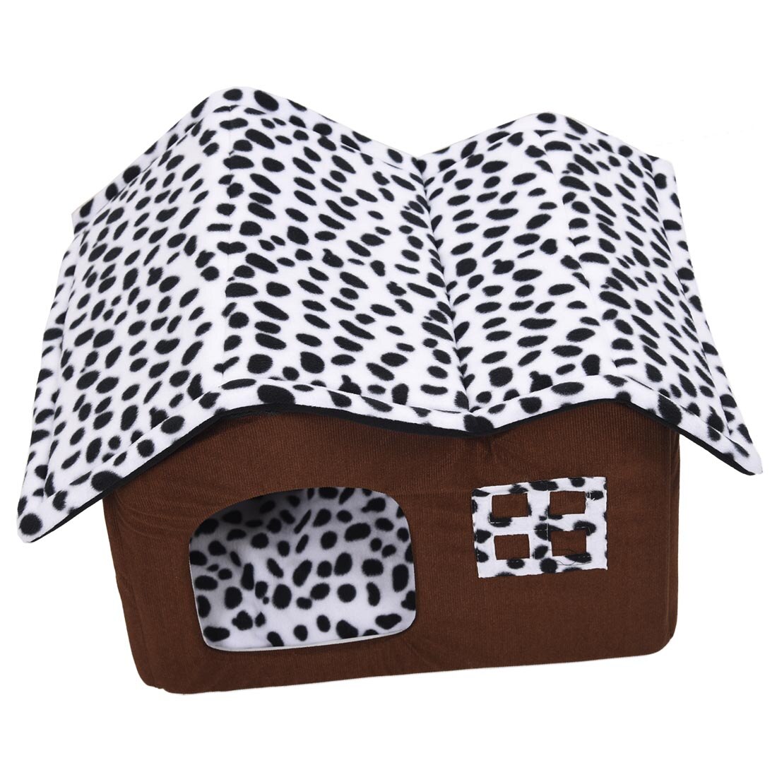 -Luxury High-End Double Pet House Brown Dog Room 50x40x35cm