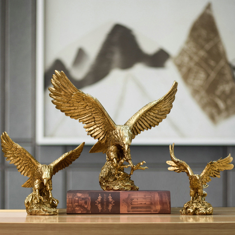 Golden Eagle Resin Ornaments Statue Golden Eagle Sculpture Modern Home Office Figurine Decor Desktop Decoration