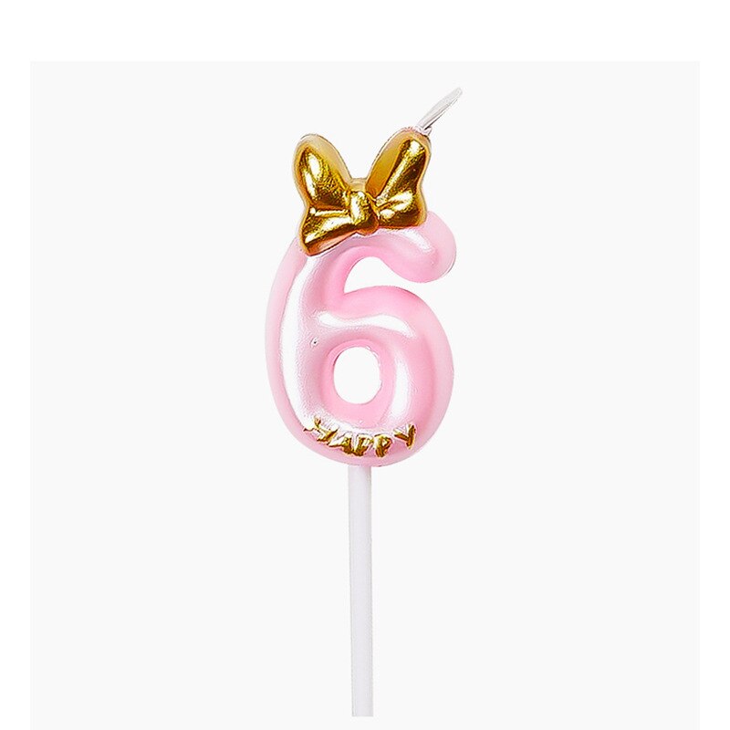 Bougie d'anniversaire numéro 0-9, 1 pièce, joyeux gâteau s pour fête, gâteau couronne/enfants, outils de décoration de mariage pour adultes: bow-knot 6