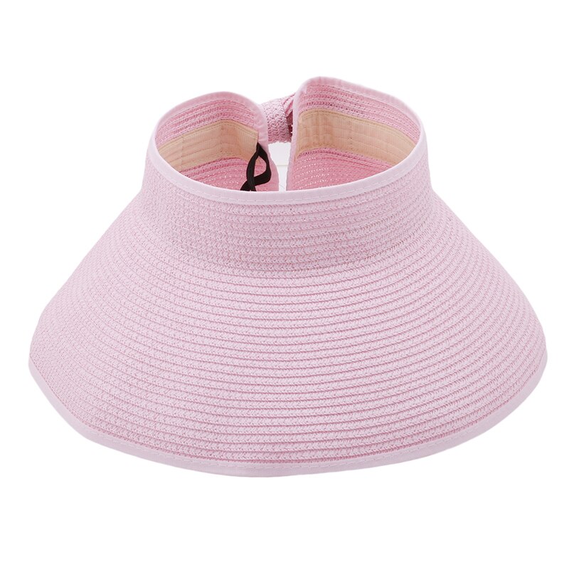 Beach cap sunbonnet visir stråhatt kvinnelig solkrem sommer sammenleggbar stor solhatt for kvinner lue: Rosa