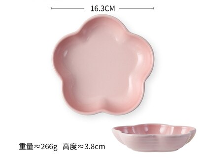 Céramique en forme de fleur profonde multicolore | Plat, soupe au riz, assiette à spaghetti, bol de collation aux fruits, assiettes à salade, fournitures de table pf9064: pink-M