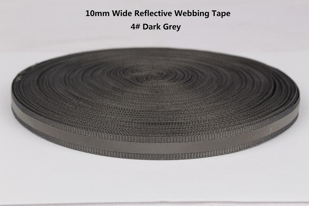 10mm breed reflecterende lint singels voor veilig product garment tassen schoenen DIY riem zwart grijs orange rood blauw groen roze geel: 4 dark grey