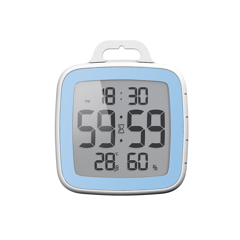 Multifunctional Waterproof Digital Clock LCD Bathroom Wall Clocks Temperature Humidity Countdown Shower Clock Wall Timer Clocks: Blue