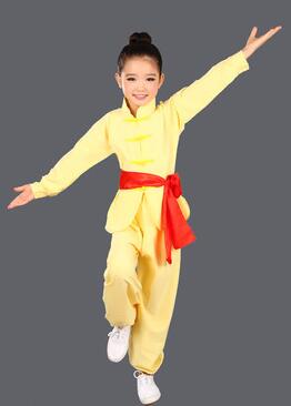 traje Wushu para niños, ropa de estilo tradicional chino, conjunto de ropa de actuación de Tai Chi Kung Fu, uniformes para niñas y niños, puesta en escena: green