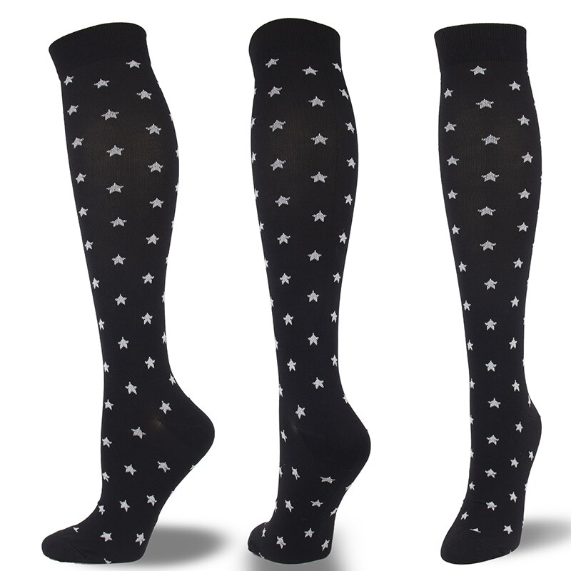 Moda Mulaya hommes Compression Stocks hommes/femmes soulager la pression varices Circulation sanguine jambe soutien rayures étoiles amour: 33343 / S M
