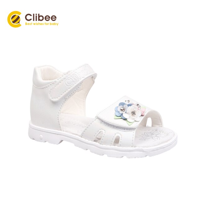 Clibee Kids Zomer Open Teen Orthopedische Sandalen Kinderen Bloem Strand Schoenen Met Haak-Loop Meisjes Platte Sandaal met Arch Ondersteuning: WHITE / 21