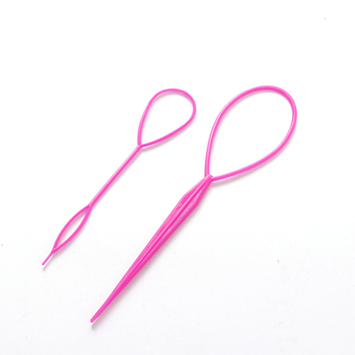 Hårtilbehør til børn 2 stk/parti farverige gør-det-selv-hårstyling pandebånd til piger hårnåle disk pull pins hårbånd hovedbeklædning: Rosenrød