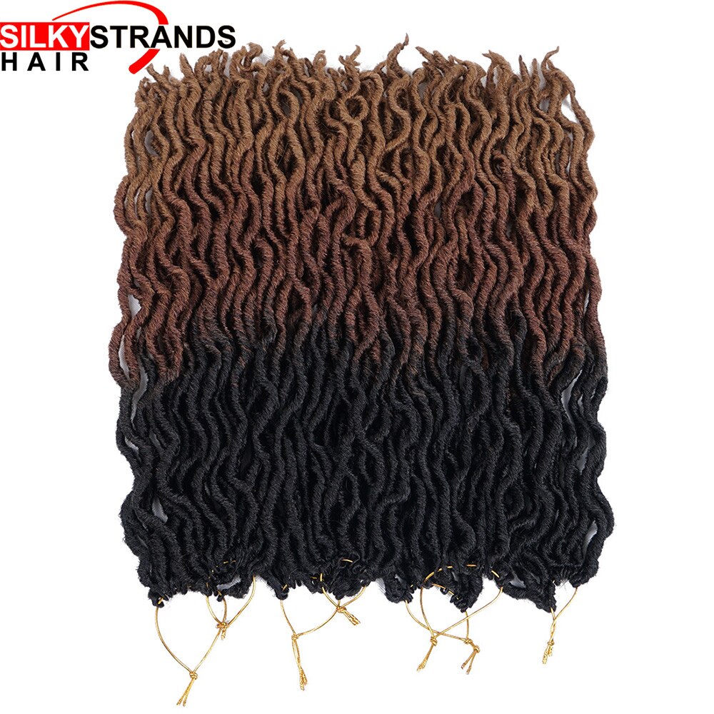 20inch 24 Strands Ombre Faux Locs Curly Crochet Hair Kanekalon Dread Locs Synthetic Senegalese Twist Hair Extensions for Women