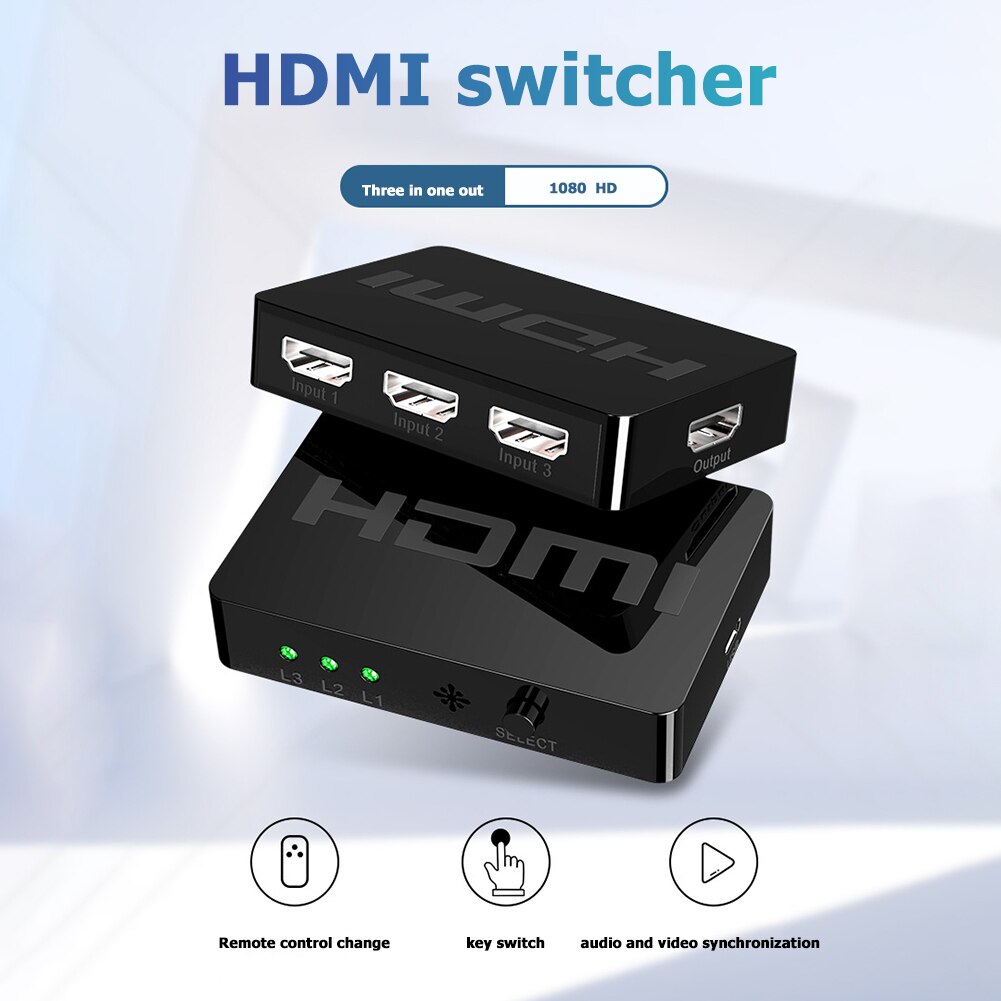 HW-HD301M 3 Port 1080P Hdmi Switcher 3X1 Hdmi Splitter Met Afstandsbediening