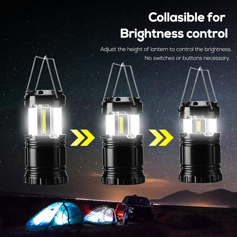 3 * Cob Led Camping Lamp Mini Draagbare Aaa Batterij Opknoping Tent Lantaarn Outdoor Waterdichte Handvat Licht Led Kamp Zaklamp