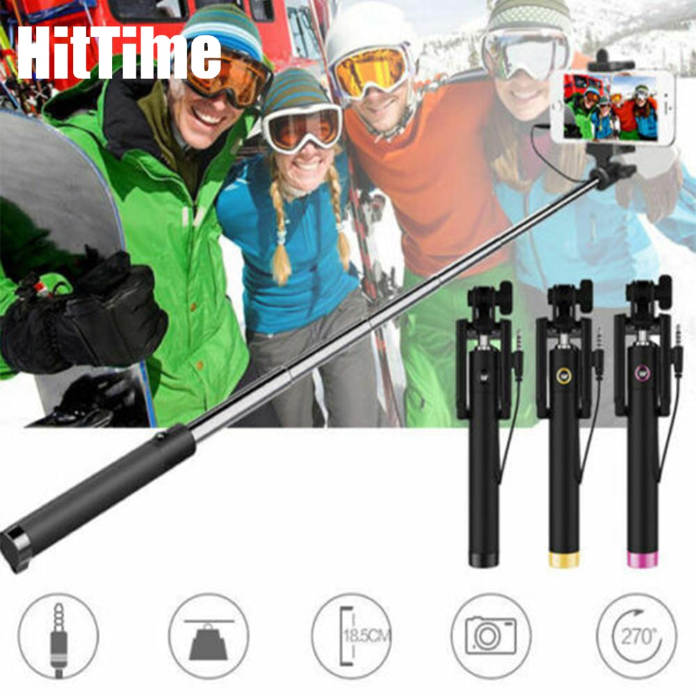 Hittime 3.5Mm Wired Remote Uitschuifbare Handheld Sluiter Selfie Stok Draagbare Mobiele Telefoon Selfie Stick Voor Apple Iphone Samsung