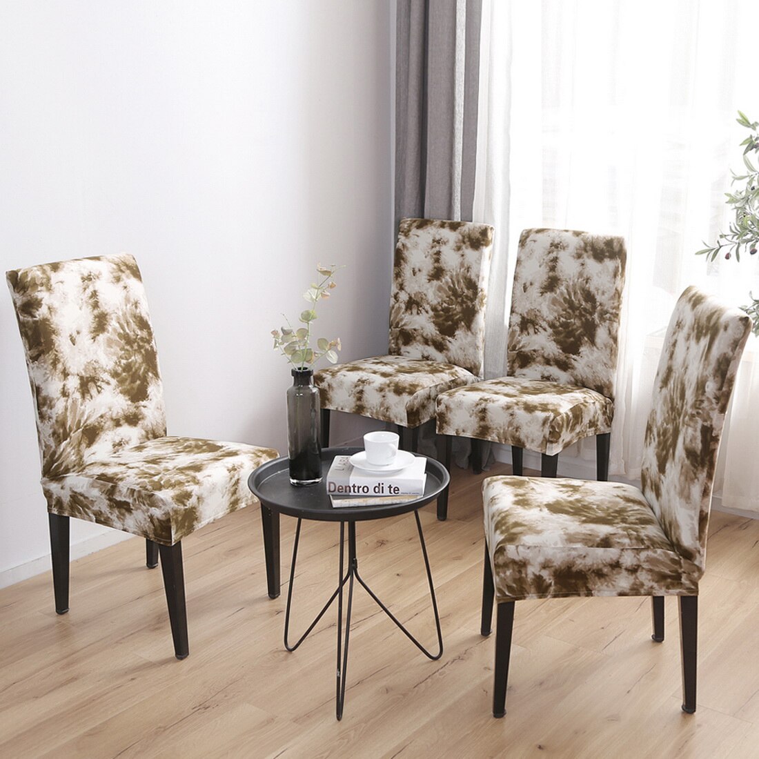Stretch Dining Chair Covers Slipcovers Removable Chair Protective Covers Tie Dye Chair Cover Spandex Stretch Elastic Slipcovers