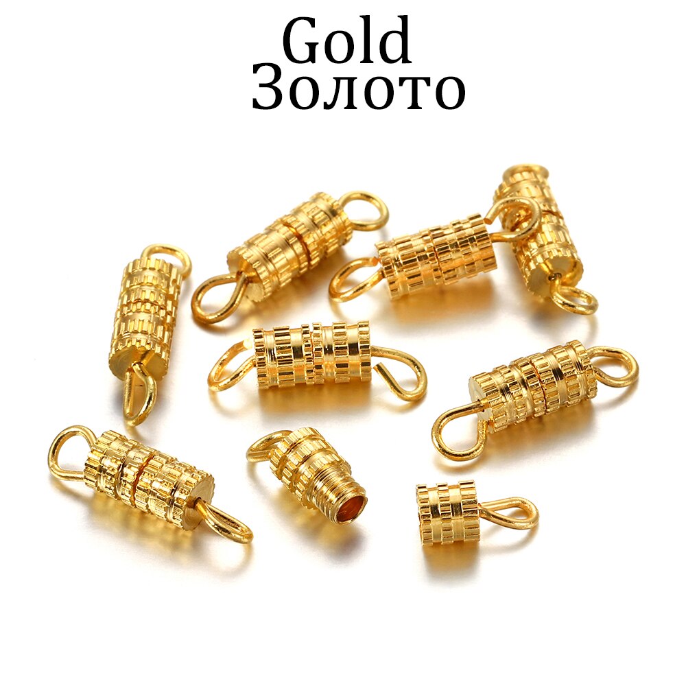 Sujetadores de cilindro para fabricación de joyas, hebilla de tornillo cerrado, conectores de pulsera, accesorios, suministros, 30 Uds.: Gold